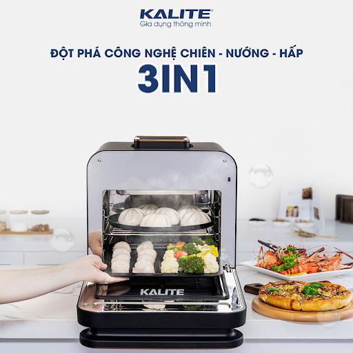 ĐỘC ĐÁO VỚI 3 KHẢ NĂNG: HẤP - NƯỚNG - CHIÊN Nồi chiên hơi nước KALITE STEAM PRO