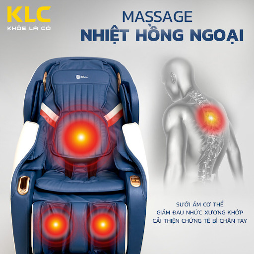 NHIỆT HỒNG NGOẠI CHUYÊN SÂU VÙNG LƯNG, BẮP CHÂN - Ghế massage KLC K8888