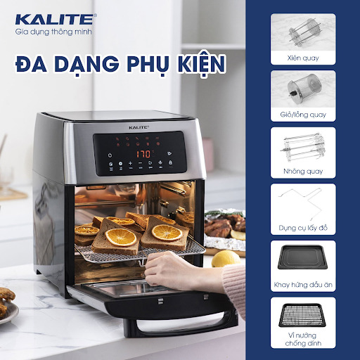 NHIỀU PHỤ KIỆN ĐI KÈM - NỒI CHIÊN KHÔNG DẦU KALITE KL-1500