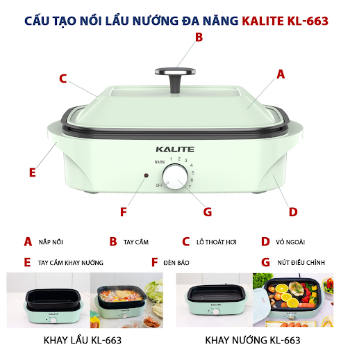 NỒI LẨU NƯỚNG KALITE KL-663 cấu tạo