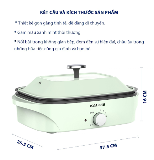 kết cấu NỒI LẨU NƯỚNG KALITE KL-663