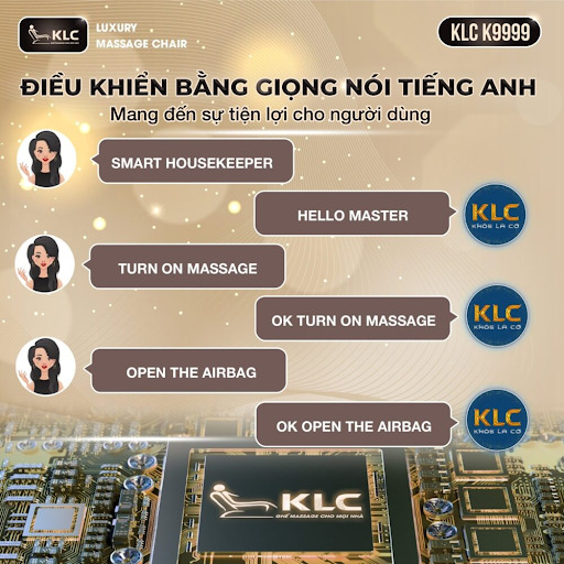 TÍCH HỢP TÍNH NĂNG ĐIỀU KHIỂN GIỌNG NÓI - Ghế massage KLC K9999