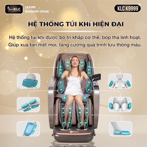 HỆ THỐNG TÚI KHÍ TÍCH HỢP TOÀN THÂN - Ghế massage KLC K9999