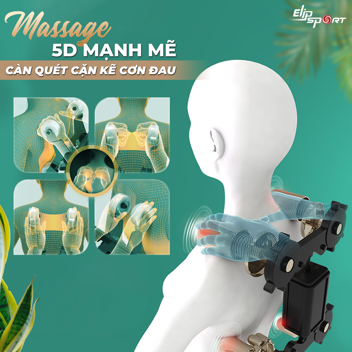 GHẾ MASSAGE ELIP PLATINUM - GRAY