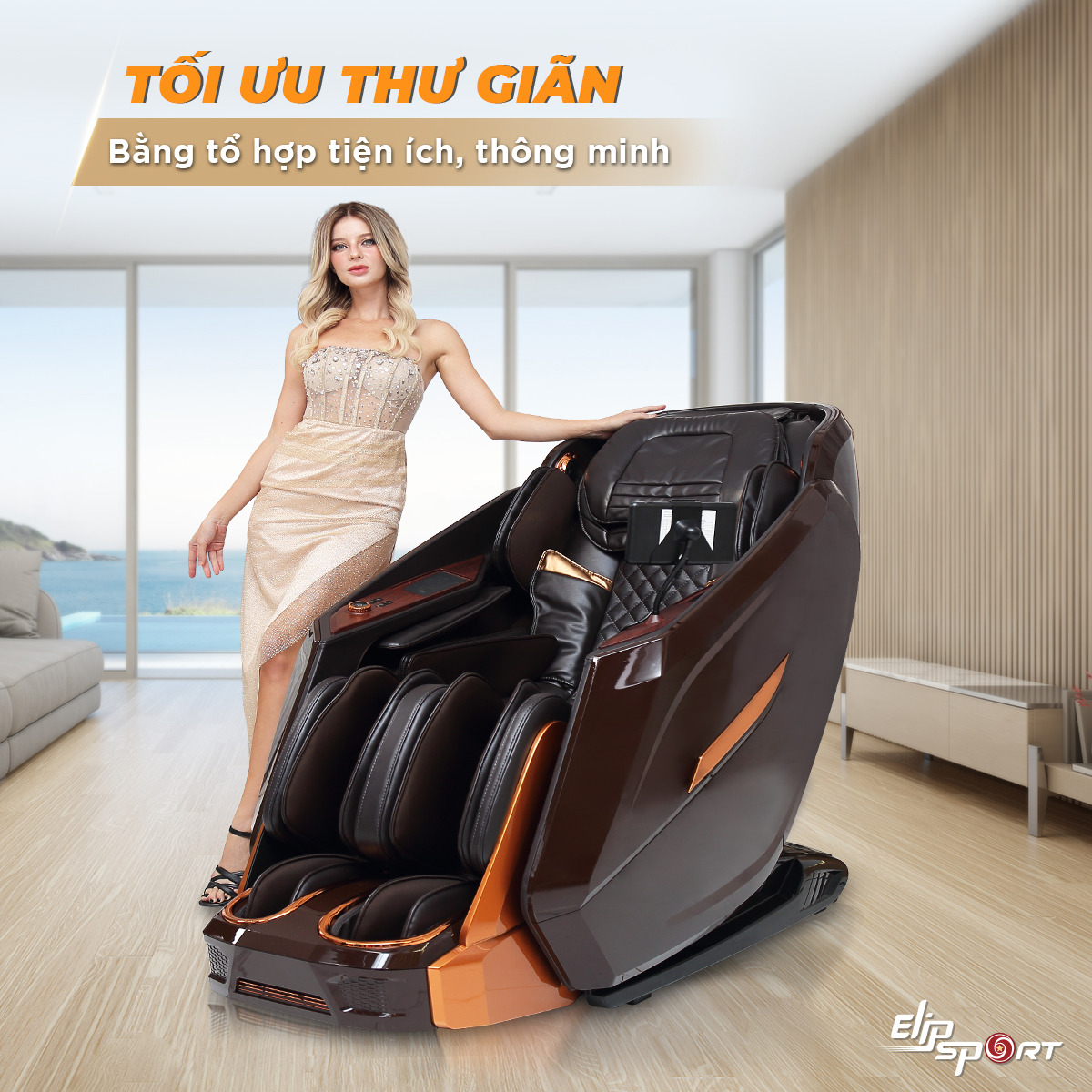 GHẾ MASSAGE ELIP ELYSIUM - COFFEE