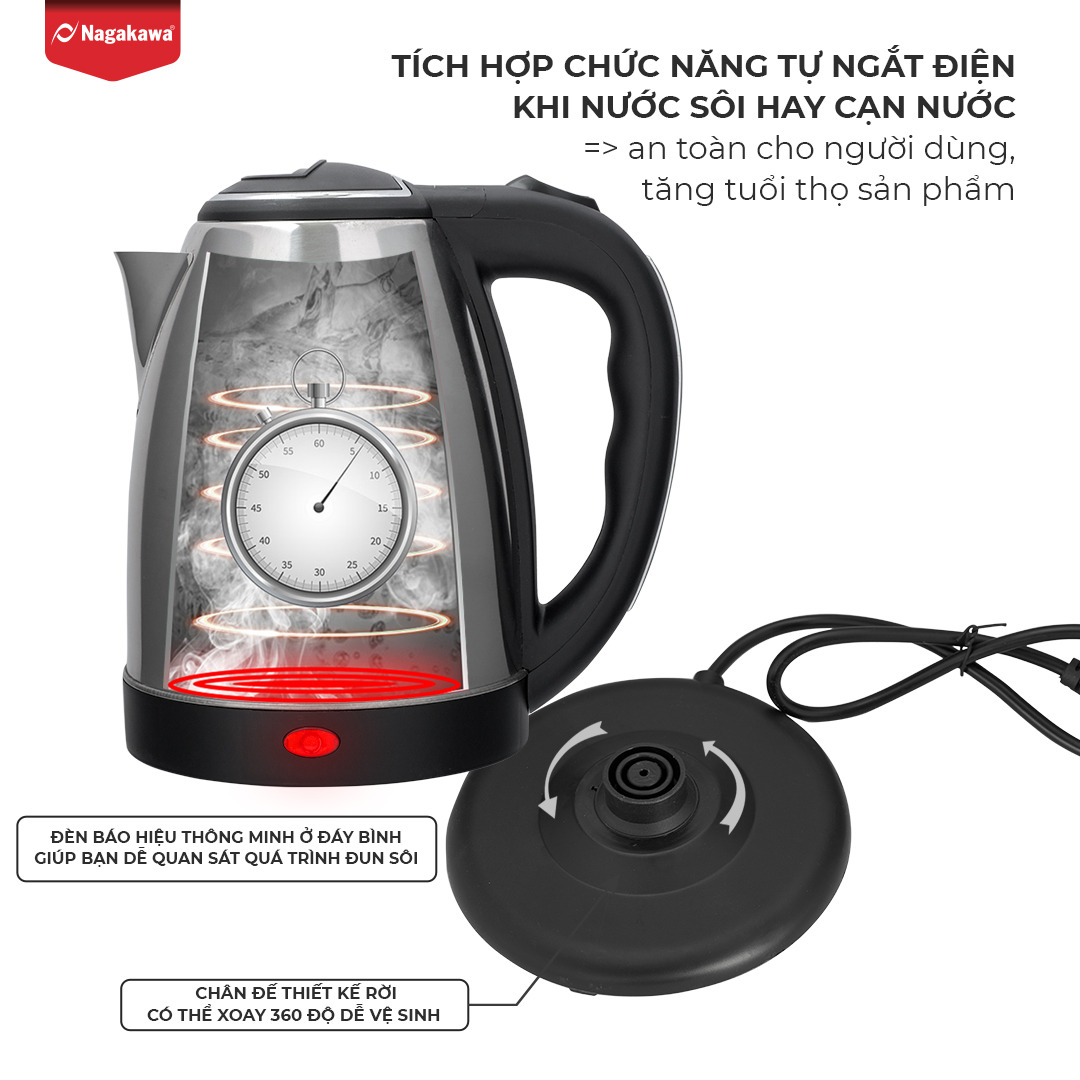 Ấm siêu tốc Nagakawa 1.8 lít NAG0308