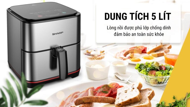 Nồi chiên không dầu Sharp KF-AF50EV-ST 5L 6 Noi chien khong dau Sharp KF AF50EV ST 2