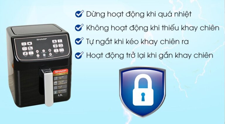 Nồi chiên không dầu Sharp KF-AF55EV-BK 5.5L 8 Noi chien khong dau Sharp KF AF55EV BK 5.5L 1