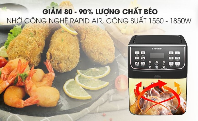 Nồi chiên không dầu Sharp KF-AF55EV-BK 5.5L 7 Noi chien khong dau Sharp KF AF55EV BK 5.5L 2