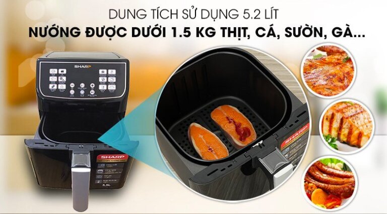 Nồi chiên không dầu Sharp KF-AF55EV-BK 5.5L 3 Noi chien khong dau Sharp KF AF55EV BK 5.5L 6