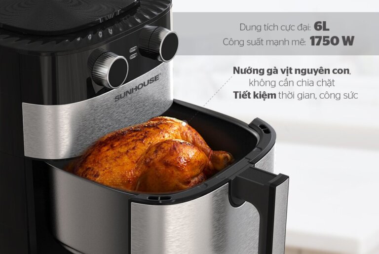 Nồi chiên không dầu Sunhouse SHD4026 6L 6 Noi chien khong dau Sunhouse SHD4026 6L 5