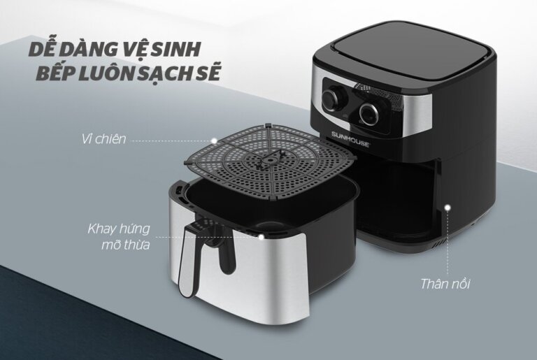 Nồi chiên không dầu Sunhouse SHD4035 9L 5 Noi chien khong dau Sunhouse SHD4035 9L 3