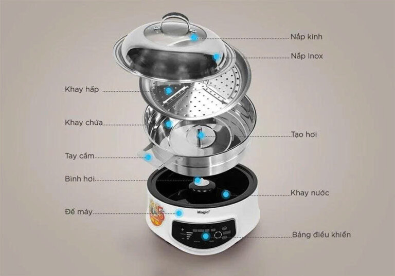 Nồi hấp điện 1 tầng Magic Korea A67 1500W 5 Noi hap dien 1 tang Magic Korea A67 1500W 5