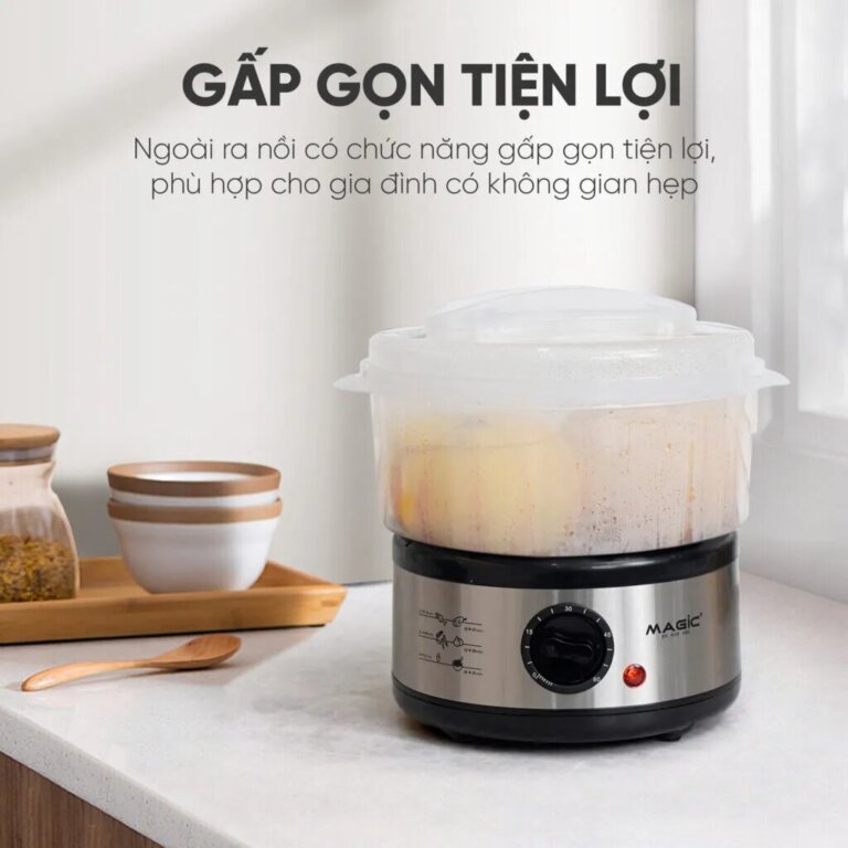 Nồi hấp điện 2 tầng Magic Korea A64 500W 3 Noi hap dien 2 tang Magic Korea A64 500W 2