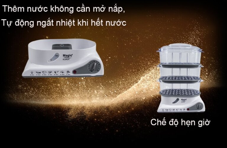 Nồi hấp điện 3 tầng Magic Korea A61 850W 7 Noi hap dien 3 tang Magic Korea A61 850W 1