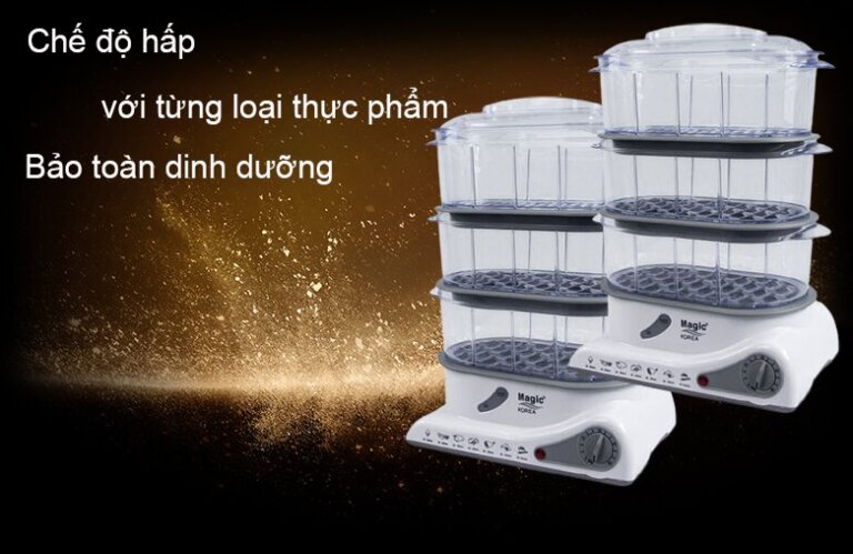 Nồi hấp điện 3 tầng Magic Korea A61 850W 5 Noi hap dien 3 tang Magic Korea A61 850W 3