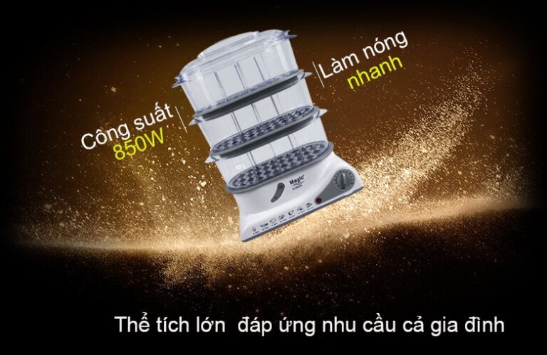Nồi hấp điện 3 tầng Magic Korea A61 850W 3 Noi hap dien 3 tang Magic Korea A61 850W 5