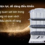 Nồi hấp điện 3 tầng Magic Korea A61 850W (6) Noi hap dien 3 tang Magic Korea A61 850W 6