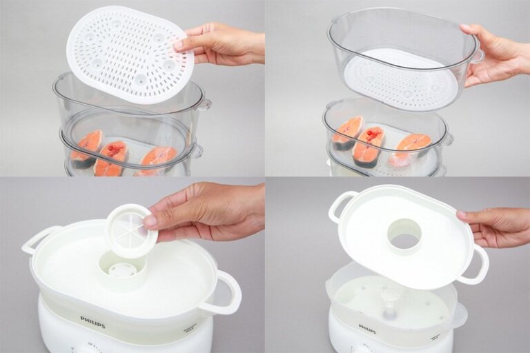 Nồi hấp điện 3 tầng Philips HD9125 900W 7 Noi hap dien 3 tang Philips HD9125 900W 1