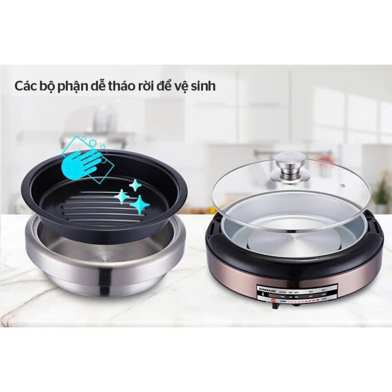 Nồi lẩu điện Sunhouse SHD4526 4L 4 Noi lau dien Sunhouse SHD4526 4L 4