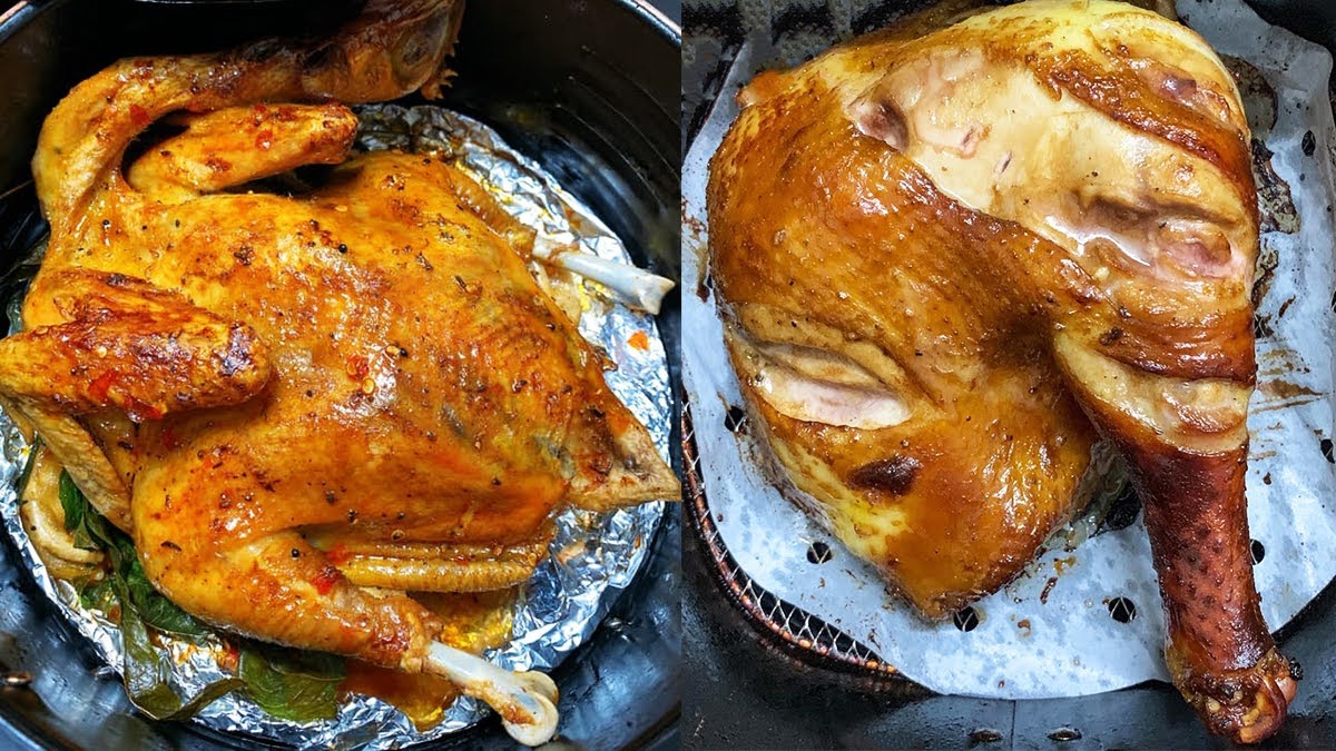 Nướng gà bằng nồi chiên không dầu Lock&Lock đảm bảo sức khoẻ mà vẫn thơm ngon