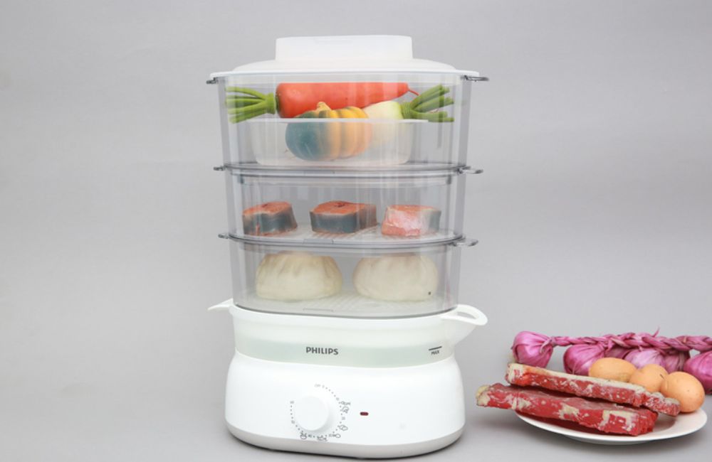 Nồi hấp điện 3 tầng tiện lợi
