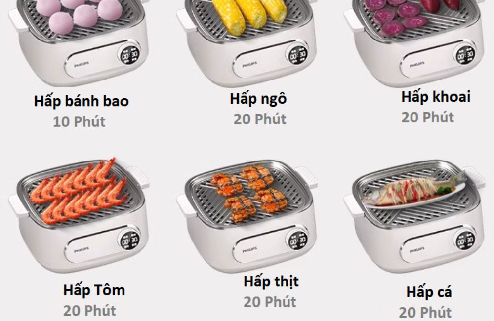 Khay hấp đa năng, cho phép hấp nhiều loại thực phẩm