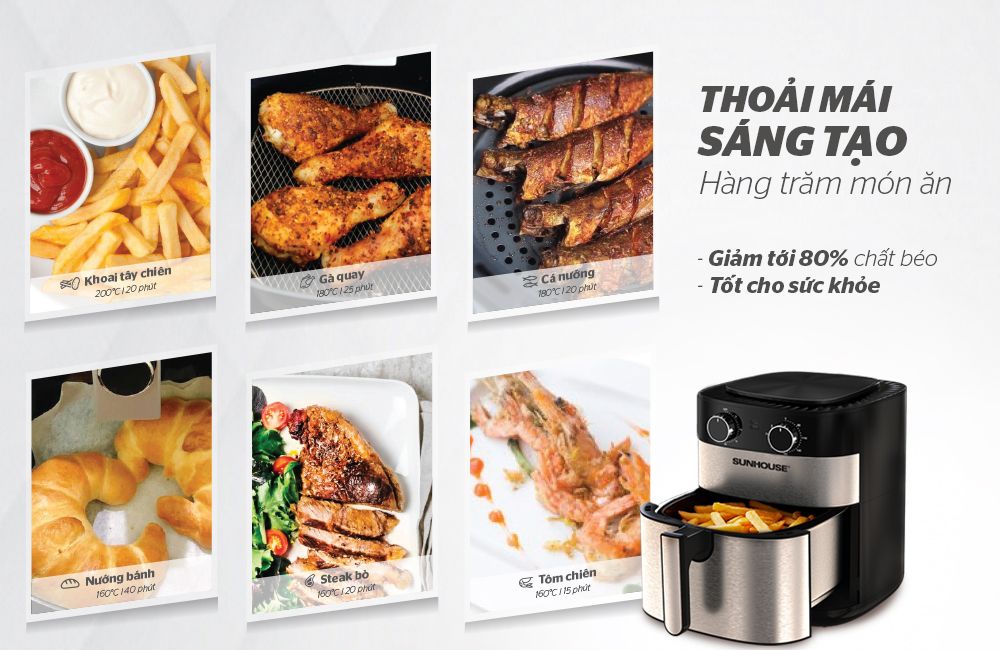 Giới thiệu tổng quan về nồi chiên không dầu Sunhouse