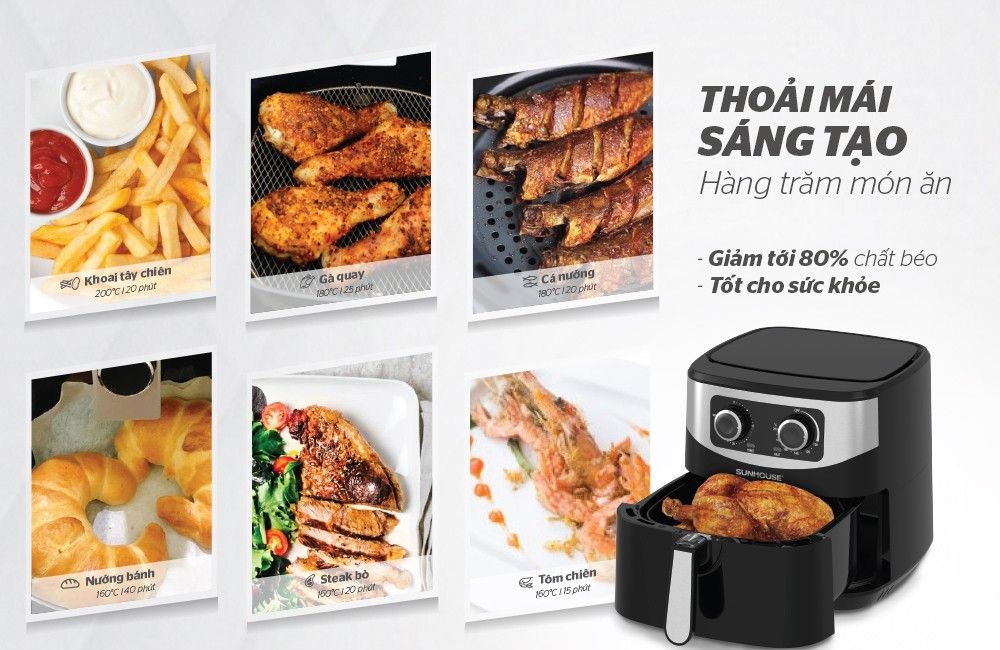  Ưu điểm nồi chiên không dầu Sunhouse