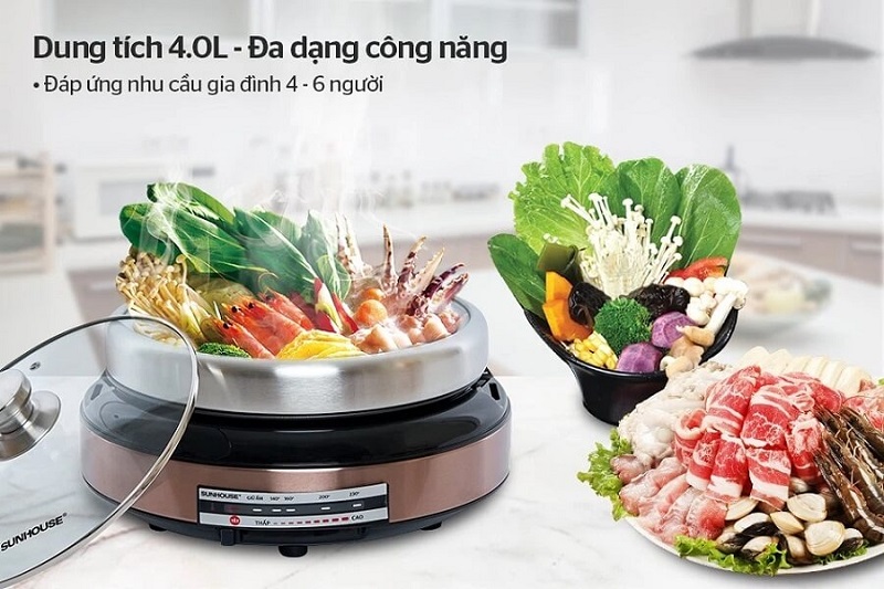 Gợi ý 10 nồi lẩu điện tốt, chất lượng nhất hiện nay 2 Sản phẩm nồi lẩu điện Sunhouse SHD4526 4 lít
