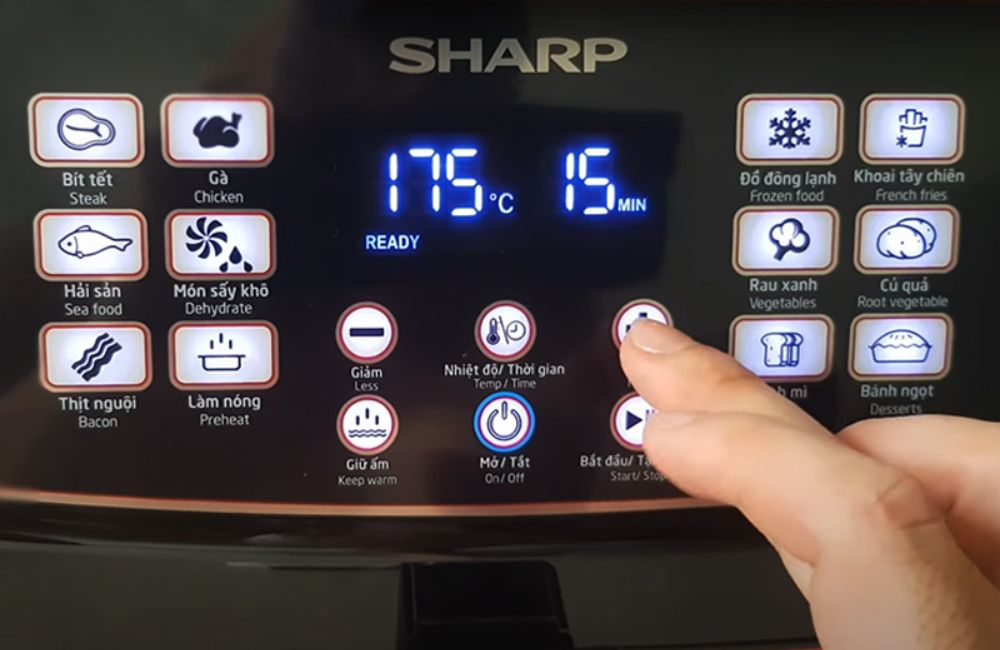 Hướng dẫn sử dụng nồi chiên không dầu Sharp: đơn giản, an toàn 3 Các chức năng và chế độ nấu trên bảng điều khiển